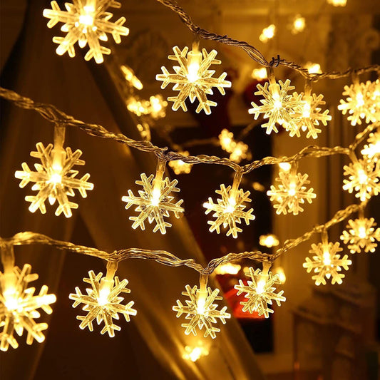 14 LED Snow Flake Fairy Lights Waterproof Indoor Outdoor for Decoration (Warm White) Roposo Clout