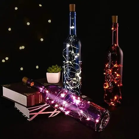 20 Led Wine Bottle Cork Copper Wire String Lights 2M Battery Operated (Warm White Pack Of 15) Roposo Clout