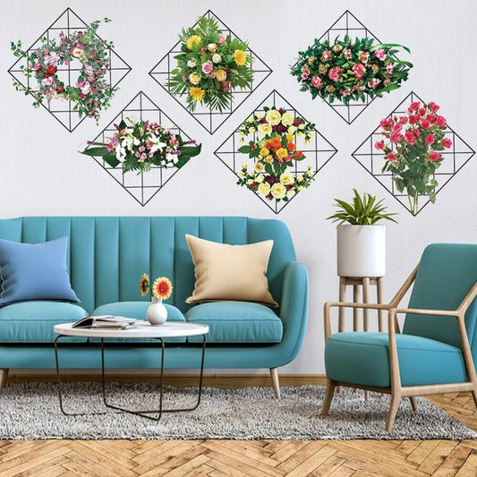 Home Wall Art Grid Flower Pattern Sticker Office Decals The Flowers Roposo Clout
