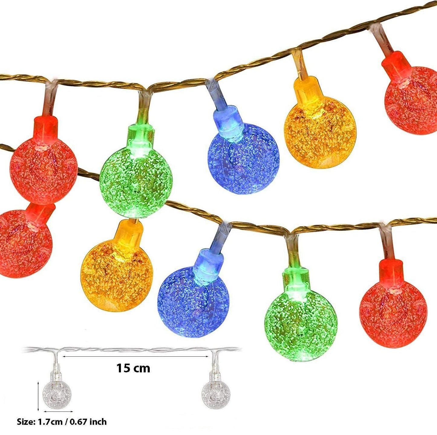 14 LED Crystal Bubble Ball String Fairy Lights For Decoration (Multicolor) Roposo Clout